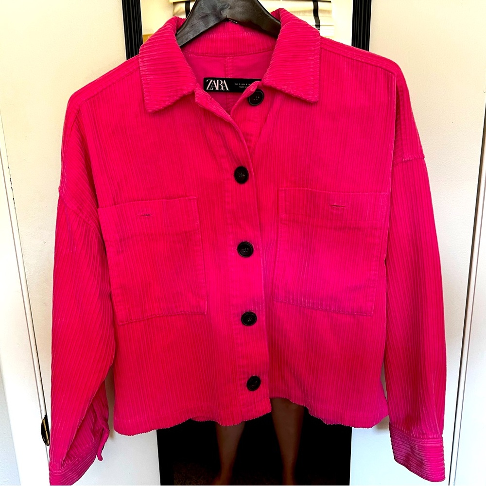 Zara Hot Pink Corduroy Shacket